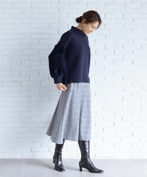 Leilian / レリアン スウェット | 袖切替ハイネックプルオーバー | 詳細3