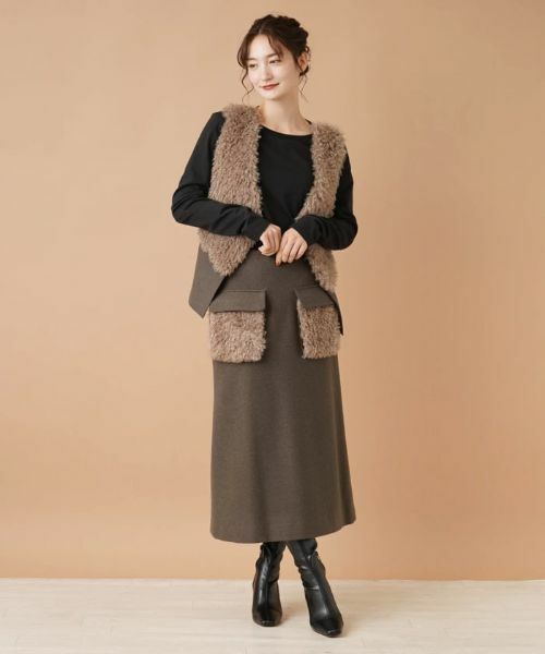 Leilian / レリアン ミニ・ひざ丈スカート | ボアポケットミモレスカート | 詳細15