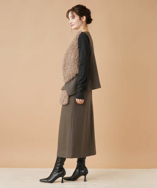 Leilian / レリアン ミニ・ひざ丈スカート | ボアポケットミモレスカート | 詳細16