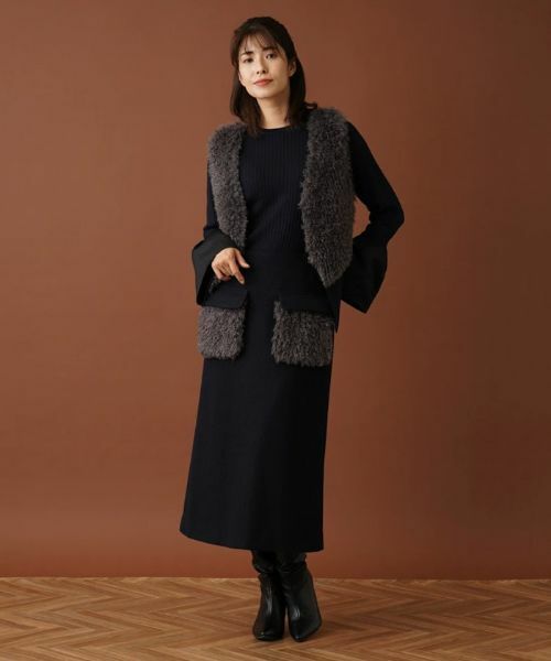 Leilian / レリアン テーラードジャケット | ボア切替ベスト | 詳細1