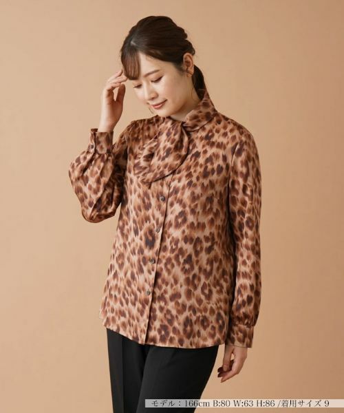 セール】 レオパード柄ボウタイブラウス （シャツ・ブラウス