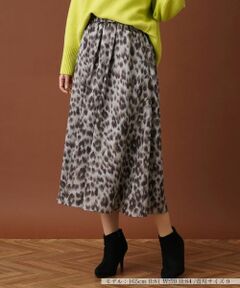 Leilian / レリアン ミニ・ひざ丈スカート | レオパード柄フレアスカート