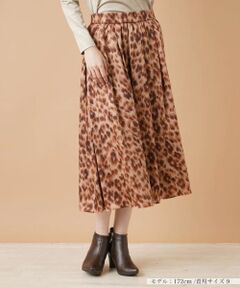Leilian / レリアン ミニ・ひざ丈スカート | レオパード柄フレアスカート