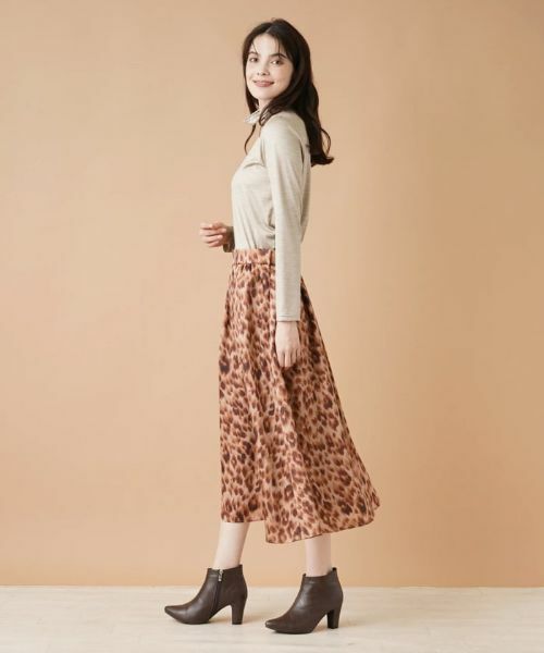 Leilian / レリアン ミニ・ひざ丈スカート | レオパード柄フレアスカート | 詳細13