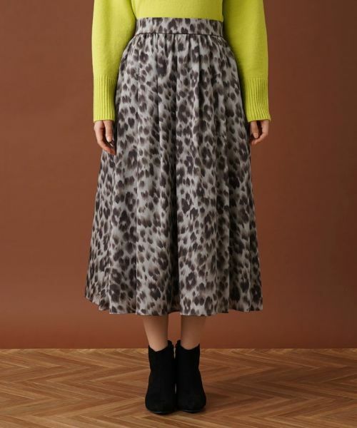 Leilian / レリアン ミニ・ひざ丈スカート | レオパード柄フレアスカート | 詳細4