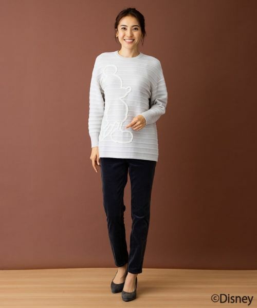 Leilian / レリアン ニット・セーター | ボーダークルーネックニット【ミッキーマウス】 | 詳細1