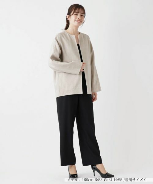 Leilian / レリアン テーラードジャケット | 綿麻ノーカラージャケット | 詳細1