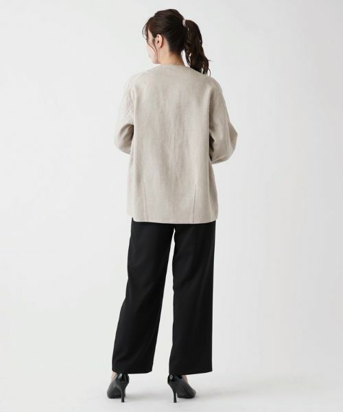 Leilian / レリアン テーラードジャケット | 綿麻ノーカラージャケット | 詳細3