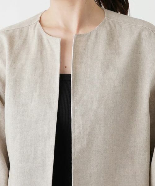 Leilian / レリアン テーラードジャケット | 綿麻ノーカラージャケット | 詳細7