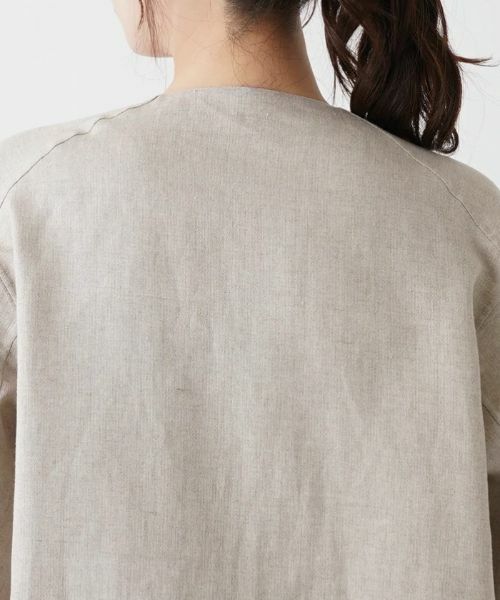 Leilian / レリアン テーラードジャケット | 綿麻ノーカラージャケット | 詳細8