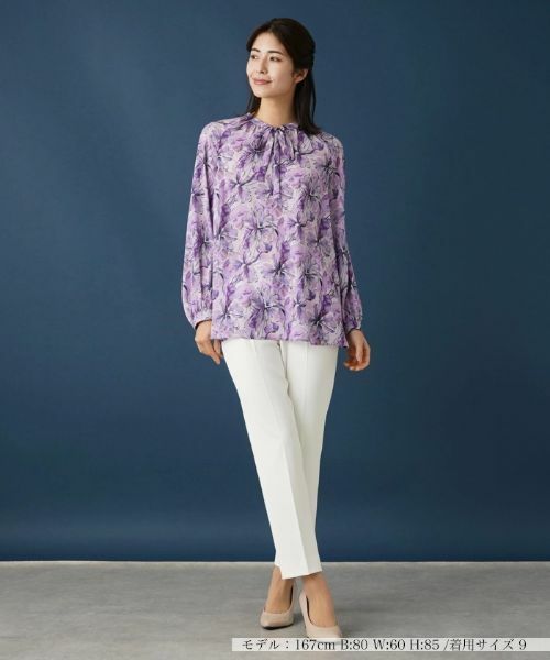 Leilian / レリアン シャツ・ブラウス | フラワープリントリボンブラウス | 詳細1