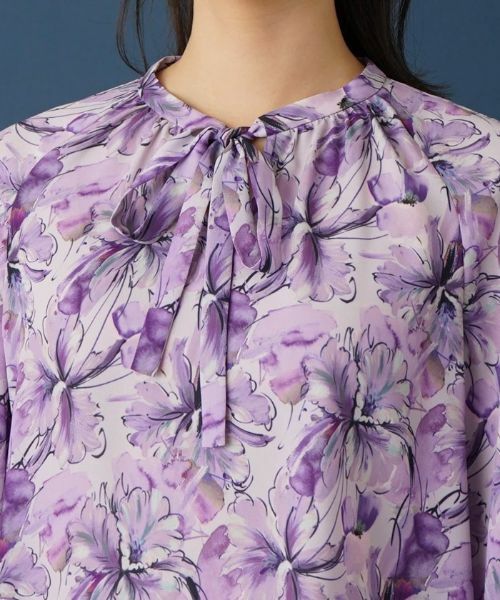 Leilian / レリアン シャツ・ブラウス | フラワープリントリボンブラウス | 詳細7