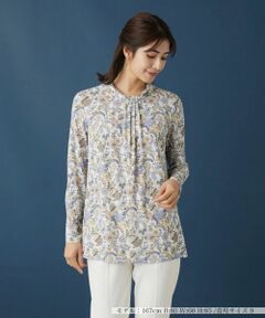 Leilian / レリアン カットソー | ボタニカル柄ボウタイ風カットソー【BINDA】