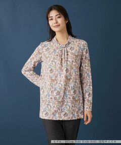 Leilian / レリアン カットソー | ボタニカル柄ボウタイ風カットソー【BINDA】