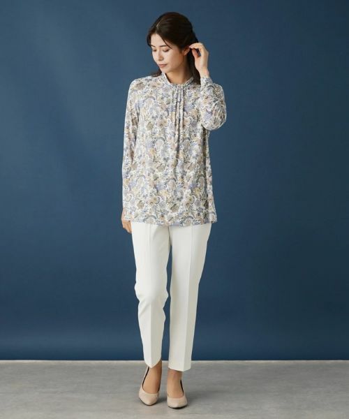 Leilian / レリアン カットソー | ボタニカル柄ボウタイ風カットソー【BINDA】 | 詳細1