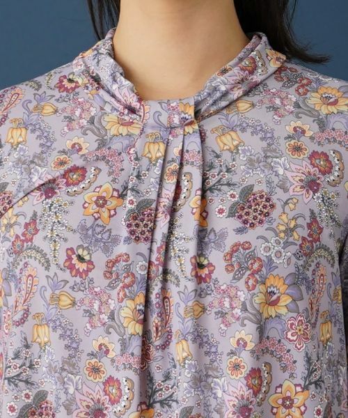 Leilian / レリアン カットソー | ボタニカル柄ボウタイ風カットソー【BINDA】 | 詳細10