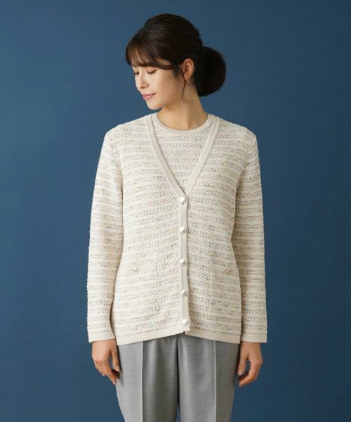 Leilian / レリアン カーディガン・ボレロ | ツイードライクVネックカーディガン | 詳細4