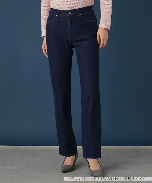 Leilian/レリアン スリムストレートデニムパンツ【L JEANS】 ネイビー 13(XL)