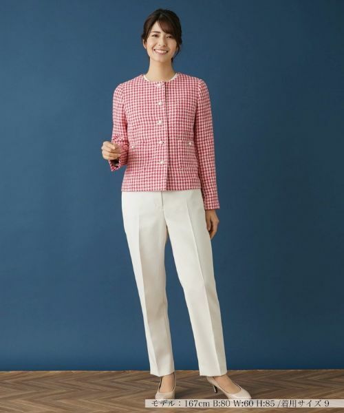 Leilian / レリアン テーラードジャケット | 千鳥格子柄ノーカラージャケット | 詳細1