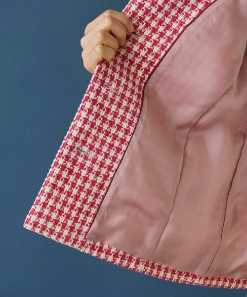 Leilian / レリアン テーラードジャケット | 千鳥格子柄ノーカラージャケット | 詳細12