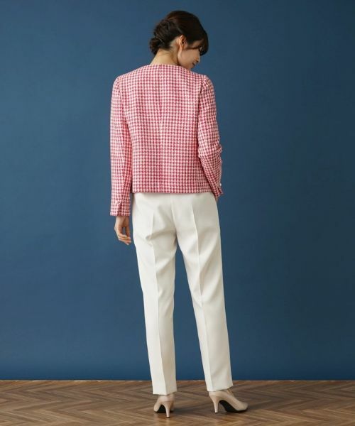 Leilian / レリアン テーラードジャケット | 千鳥格子柄ノーカラージャケット | 詳細3