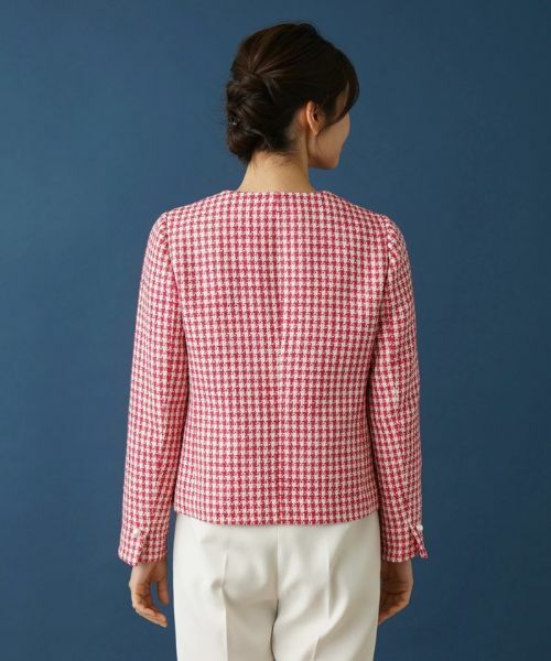 Leilian / レリアン テーラードジャケット | 千鳥格子柄ノーカラージャケット | 詳細6