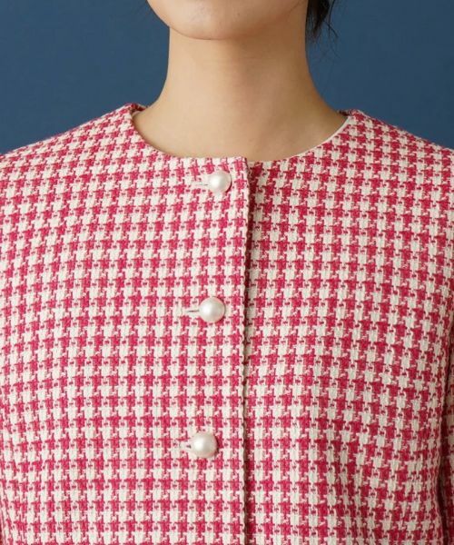 Leilian / レリアン テーラードジャケット | 千鳥格子柄ノーカラージャケット | 詳細7