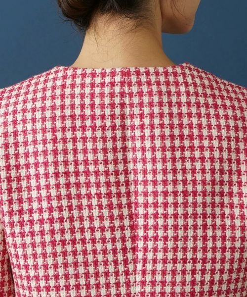 Leilian / レリアン テーラードジャケット | 千鳥格子柄ノーカラージャケット | 詳細8