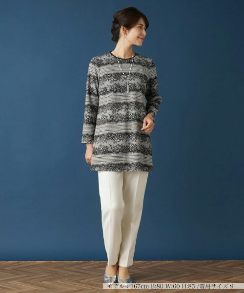 Leilian / レリアン シャツ・ブラウス | レースボーダーチュニックブラウス | 詳細1