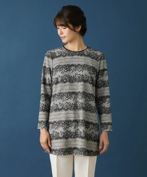 Leilian / レリアン シャツ・ブラウス | レースボーダーチュニックブラウス | 詳細4