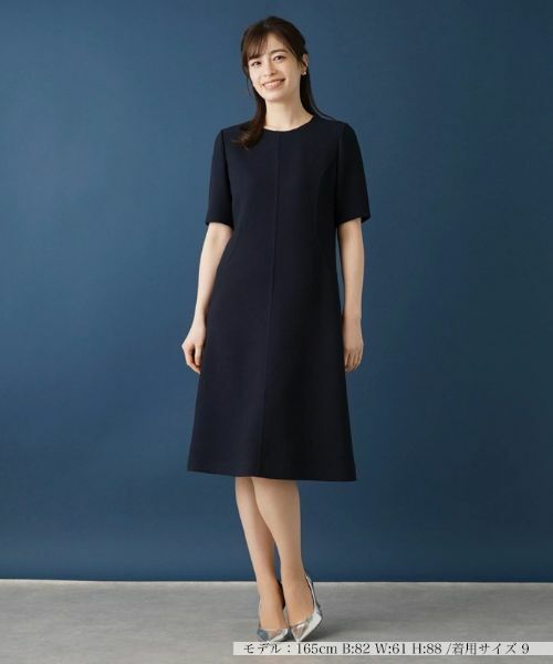 Leilian レリアン 半袖 シアー フラワー ロング ワンピース 17+