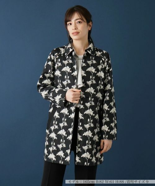 Leilian/レリアン ジャカードフラワーコート【ROCHAS Premiere】 ブラック 11(L) Leilian/レリアン ジャカードフラワーコート【ROCHAS Premiere】 ブラック 11(L)