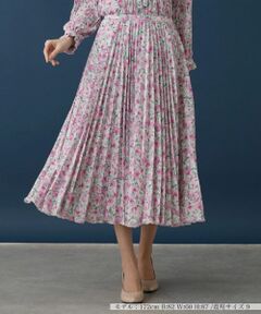 Leilian / レリアン ロング・マキシ丈スカート | 水彩フラワープリーツスカート【ROCHAS Premiere】