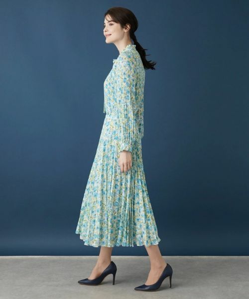 Leilian / レリアン ロング・マキシ丈スカート | 水彩フラワープリーツスカート【ROCHAS Premiere】 | 詳細5