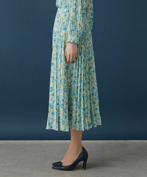 Leilian / レリアン ロング・マキシ丈スカート | 水彩フラワープリーツスカート【ROCHAS Premiere】 | 詳細8