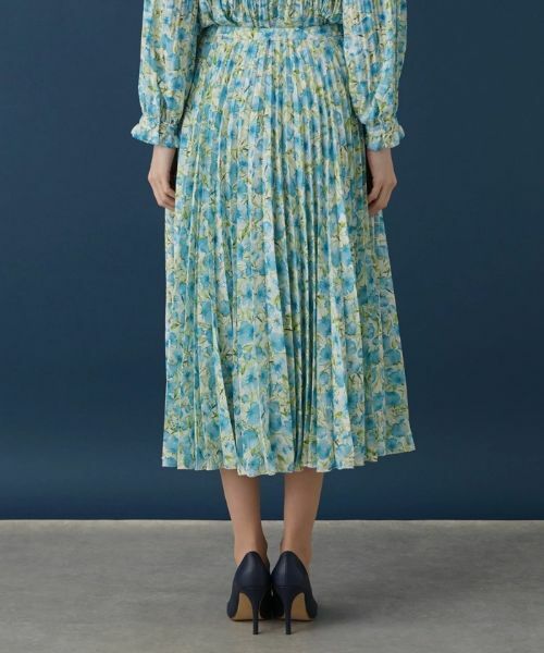 Leilian / レリアン ロング・マキシ丈スカート | 水彩フラワープリーツスカート【ROCHAS Premiere】 | 詳細9