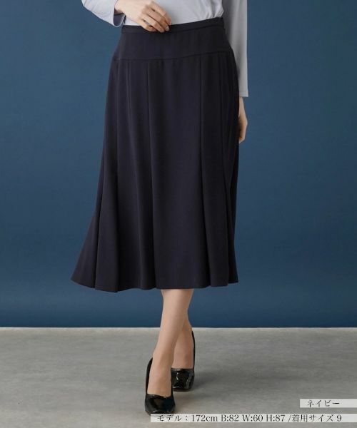 Leilian / レリアン ミニ・ひざ丈スカート | 無地フレアスカート(ネイビー)