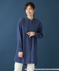 Leilian / レリアン シャツ・ブラウス | バンドカラーデニムブラウス【Leilian WHITE LABEL】