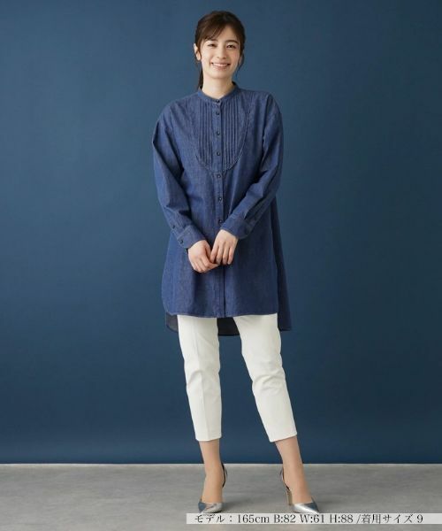 Leilian / レリアン シャツ・ブラウス | バンドカラーデニムブラウス【Leilian WHITE LABEL】 | 詳細1