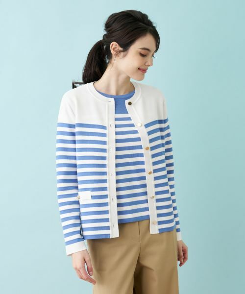 Leilian / レリアン カーディガン・ボレロ | ボーダー柄カーディガン | 詳細16