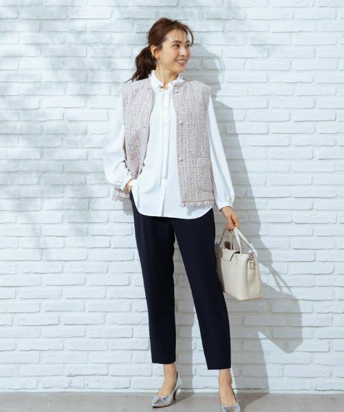 Leilian / レリアン テーラードジャケット | ノーカラーツイードベスト | 詳細1