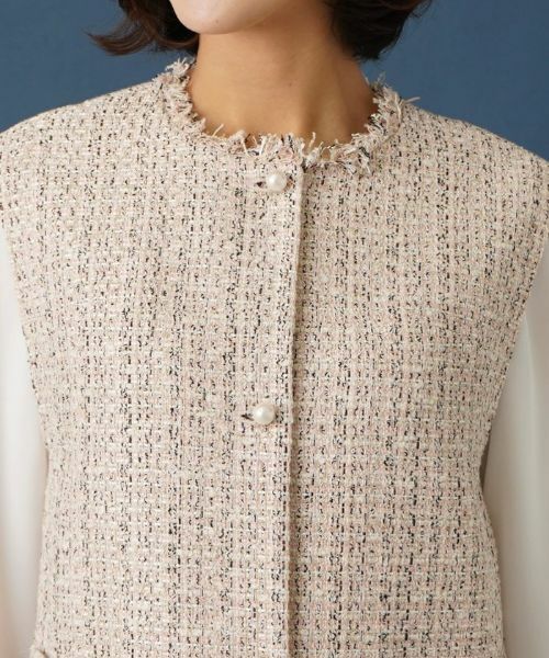 Leilian / レリアン テーラードジャケット | ノーカラーツイードベスト | 詳細10
