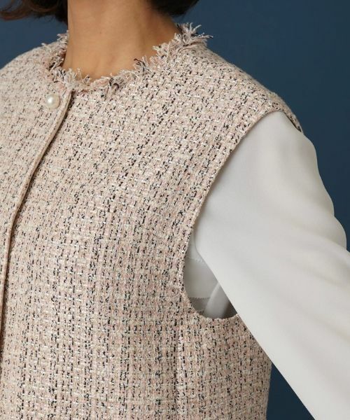 Leilian / レリアン テーラードジャケット | ノーカラーツイードベスト | 詳細13