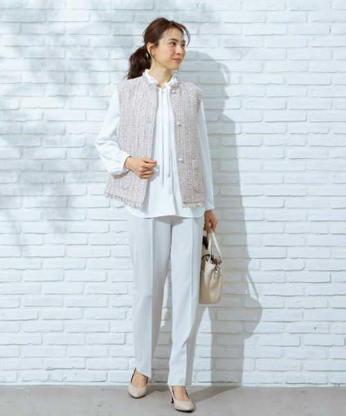 Leilian / レリアン テーラードジャケット | ノーカラーツイードベスト | 詳細16