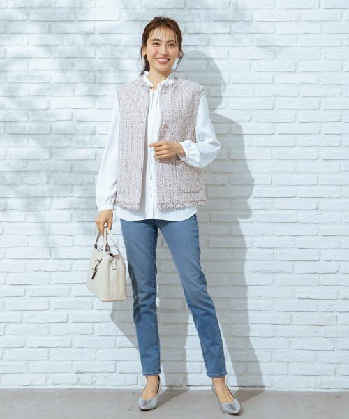 Leilian / レリアン テーラードジャケット | ノーカラーツイードベスト | 詳細2
