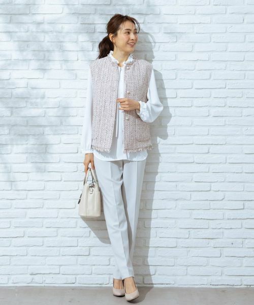 Leilian / レリアン テーラードジャケット | ノーカラーツイードベスト | 詳細3