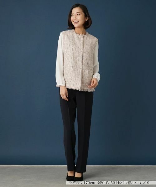 Leilian / レリアン テーラードジャケット | ノーカラーツイードベスト | 詳細4