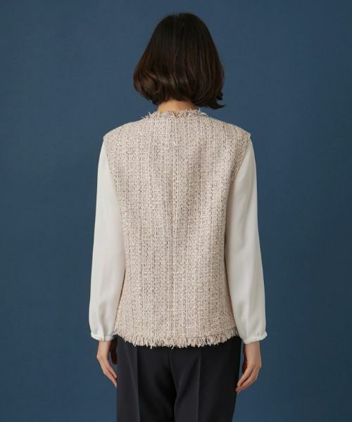 Leilian / レリアン テーラードジャケット | ノーカラーツイードベスト | 詳細9