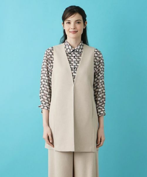 Leilian / レリアン テーラードジャケット | ノーカラーロングベスト | 詳細4