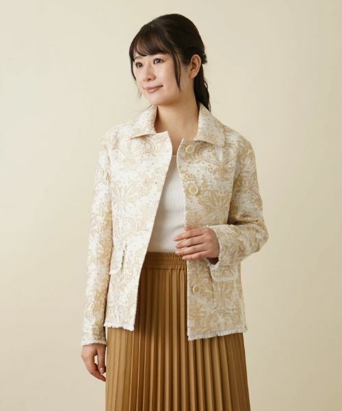 Leilian / レリアン テーラードジャケット | ジャガード刺繍ジャケット | 詳細4